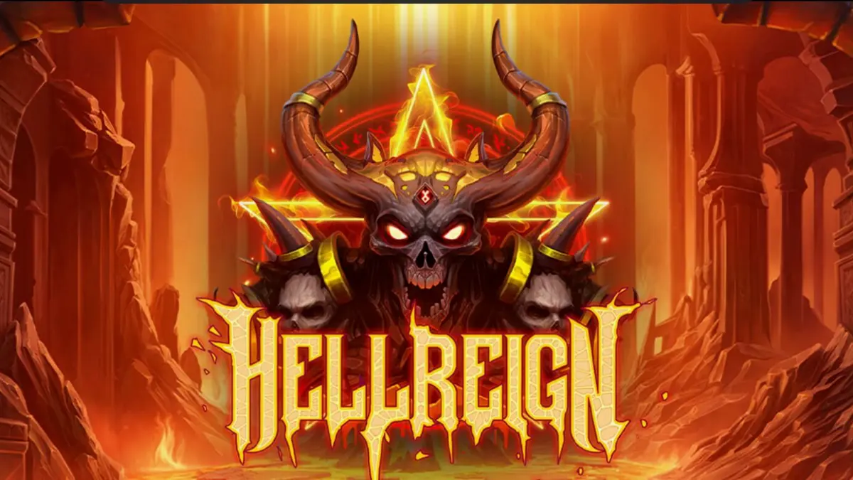 Tampilan visual slot Hellreign Scatter Magnet dengan tema neraka dan mekanisme unik